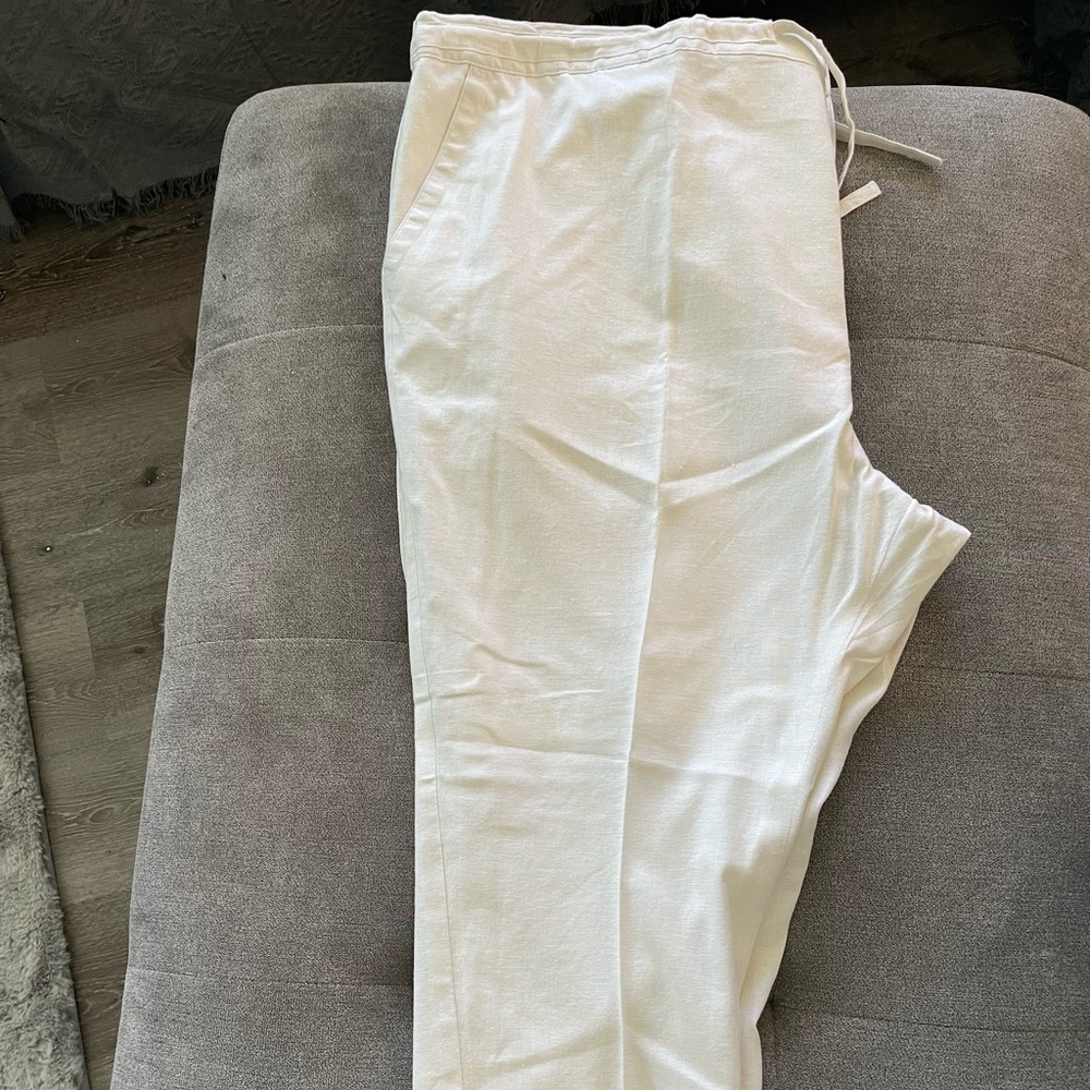 Mens white linen pants